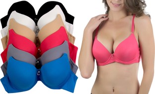 Women's Push-Up Bras with Heart Charm (6-Pack)