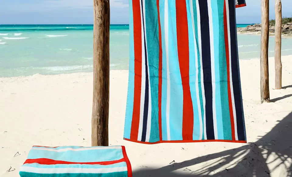 Set of 2 Striped 30" x 60" Super Soft Beach Towels - Primary Image