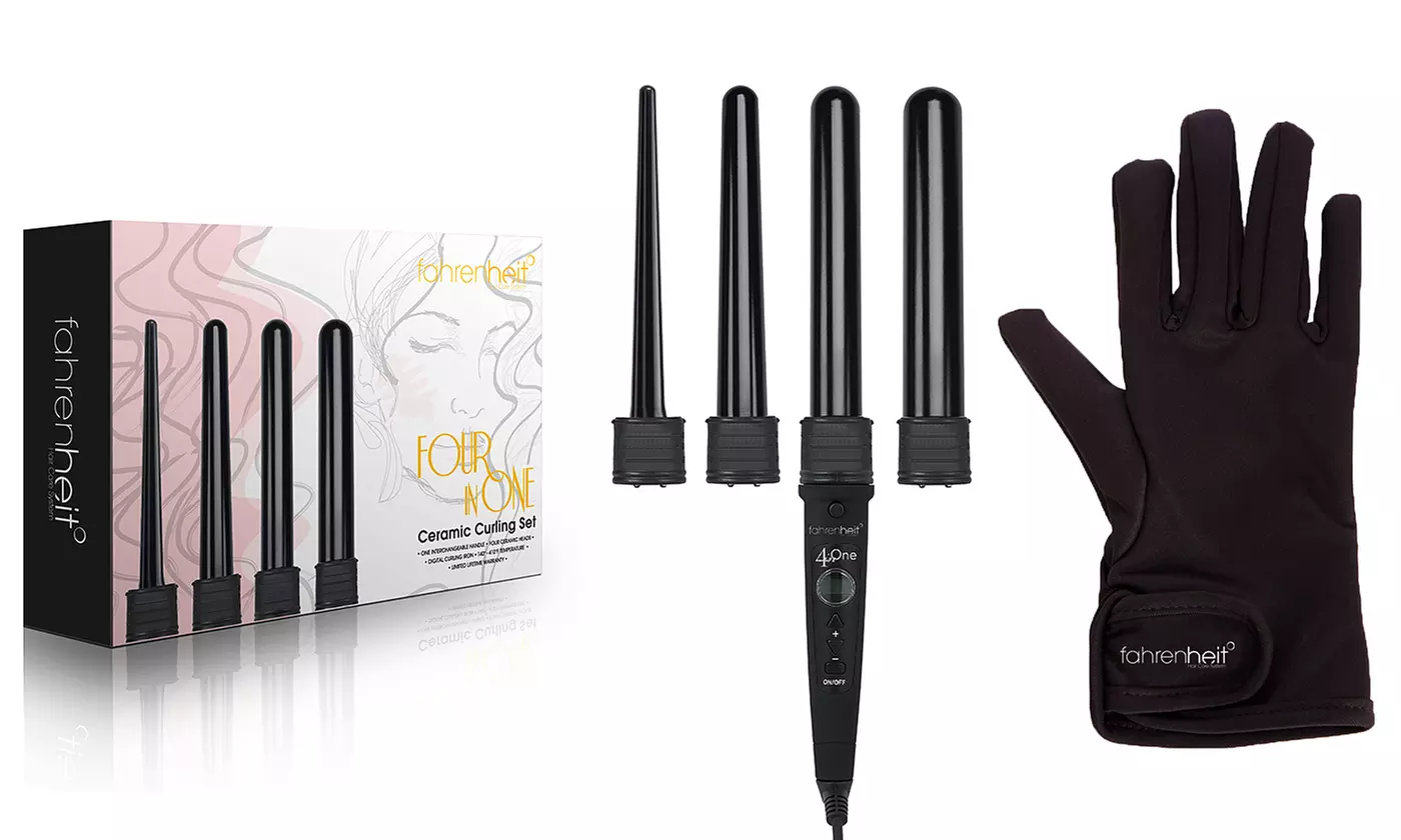 Fahrenheit 4-in-1 Curling Wand Set with Heat-Resistant Glove - Primary Image