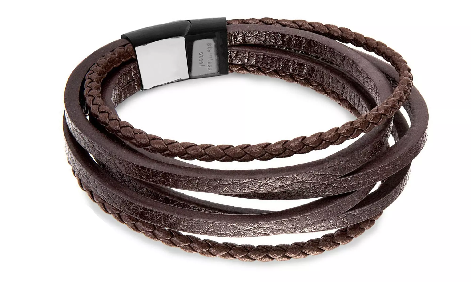 Men's Leather Bracelet with Magnetic Clasp