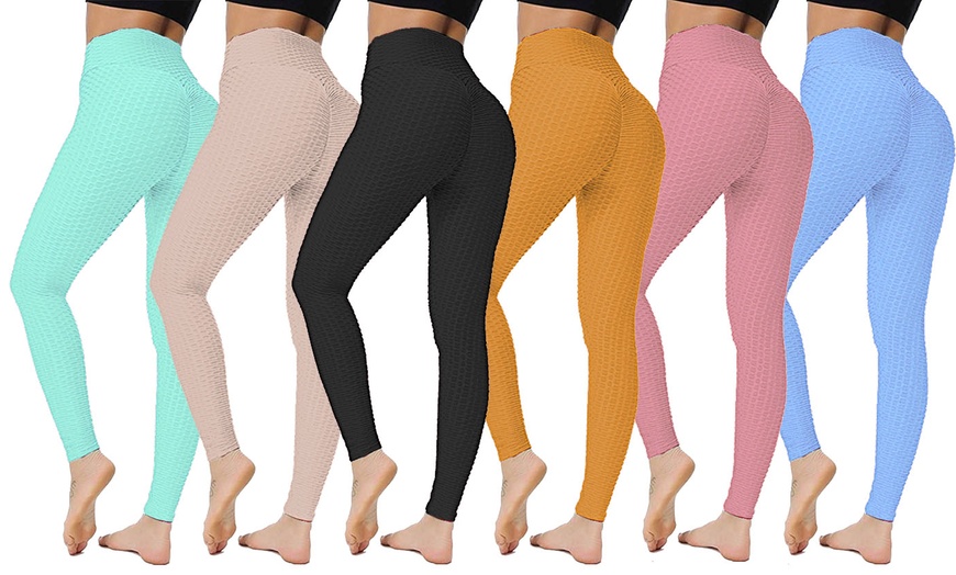 Image 1: Honeycomb Textured Gym Leggings