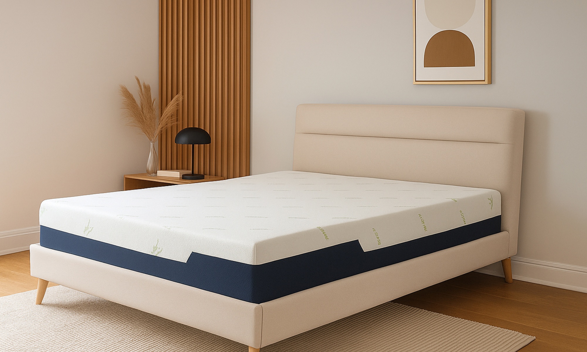 Colchón con espuma viscoelástica, funda de bambú, de Sampur