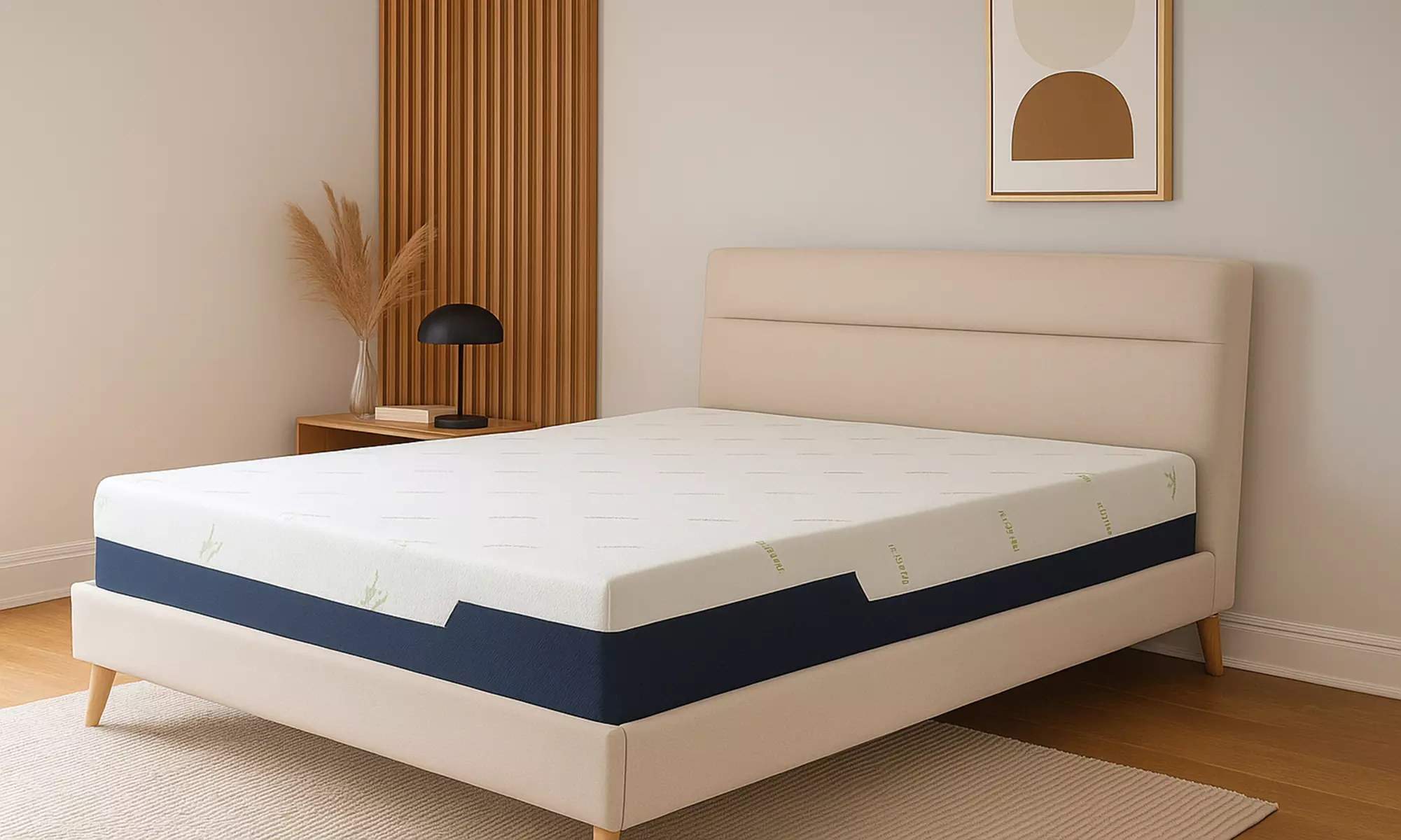 Colchón con espuma viscoelástica, base de espuma HR+ con zonas ergonómicas y funda de bambú de Sampur, envío gratuito - Primary Image