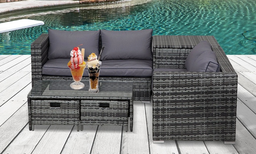 Image 3: Outsunny Four-Piece Rattan-Effect Outdoor Furniture Set