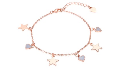 Bracciale con stelline e cuoricini turchesi pendenti