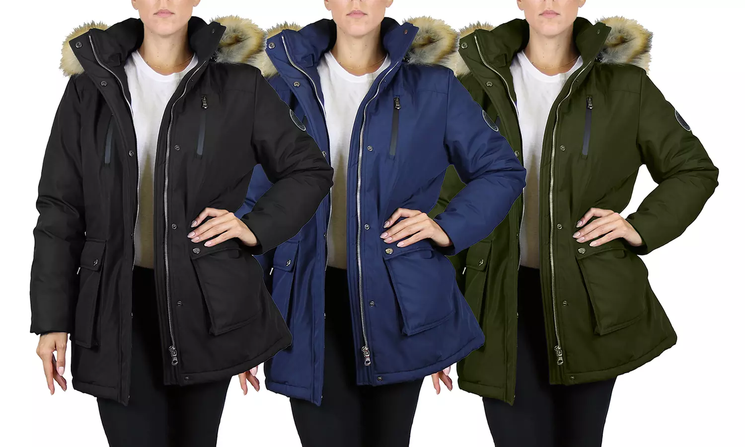 Spire By Galaxy Women's Tech Heavyweight Parka with Detachable Hood. Plus Sizes Available. - Primary Image