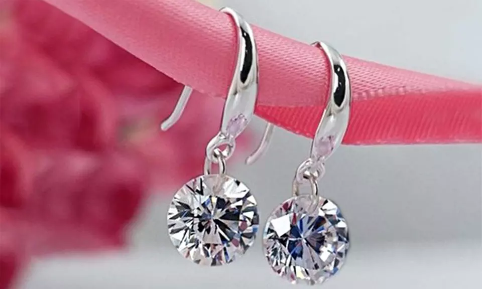 4.00 CTTW Sterling Silver Crystal Drop Earrings Made with Swarovski Elements by Mina Bloom
 - Primary Image