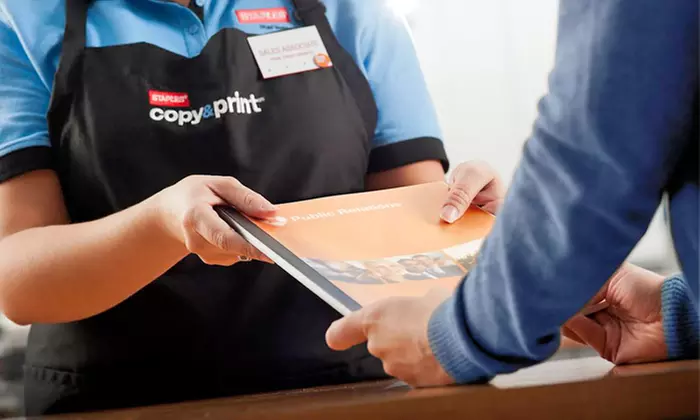 Presentation, Manual, and Booklet Printing Services at Staples (Up to 52% Off). Three Options Available.  - Primary Image