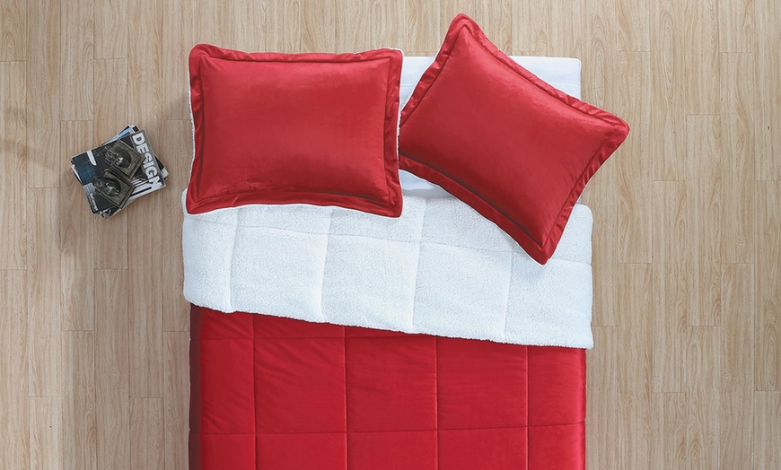 Image 16: Micromink and Sherpa Reversible Comforter Set (2- or 3-Piece)