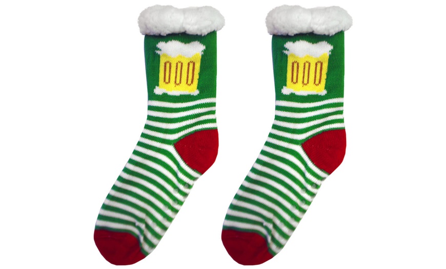 Image 4: Warm Winter Lined Christmas Slipper Socks