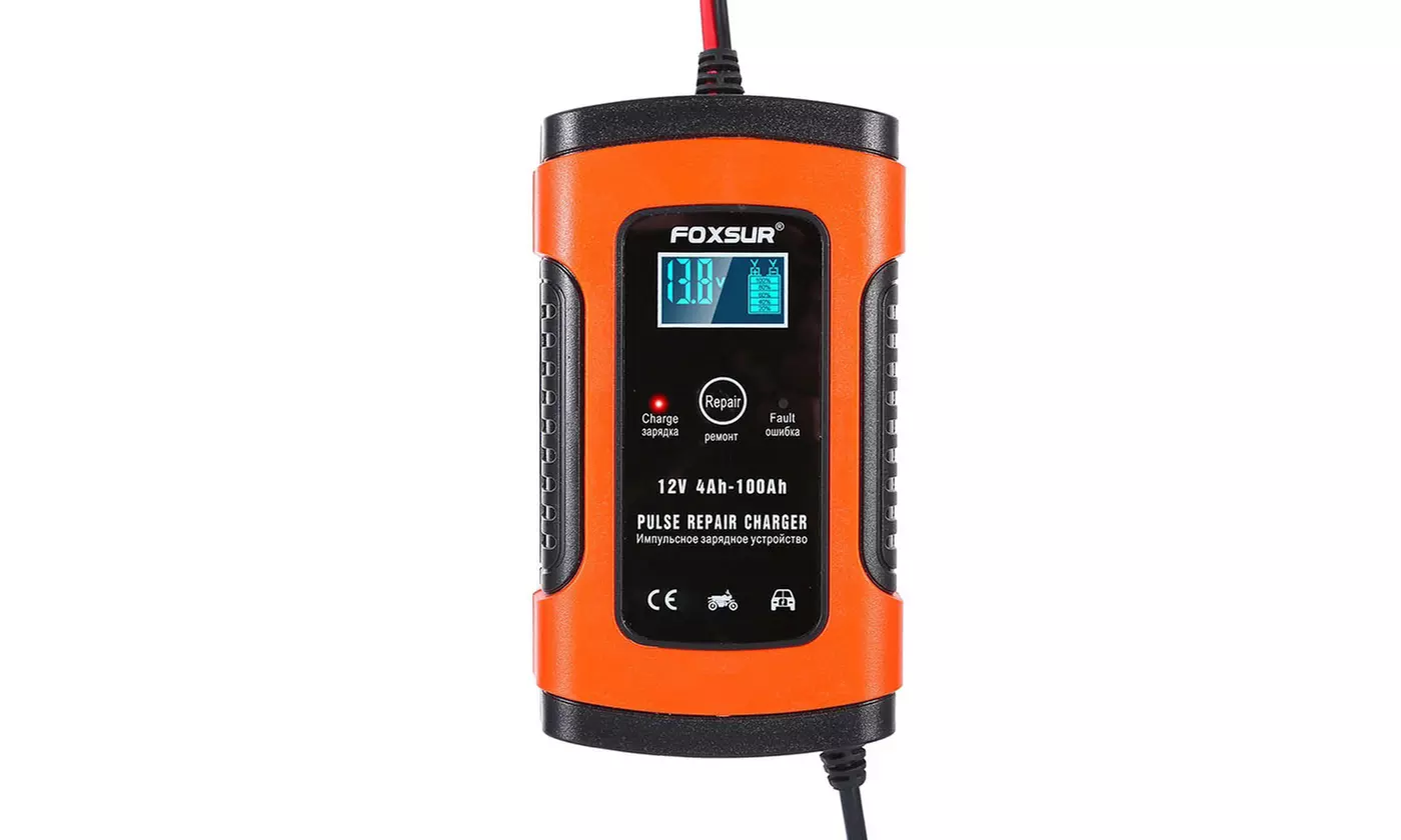 FOXSUR 12V Automatic Smart Pulse Car Battery Repair Charger with LCD Display - Second Medium
