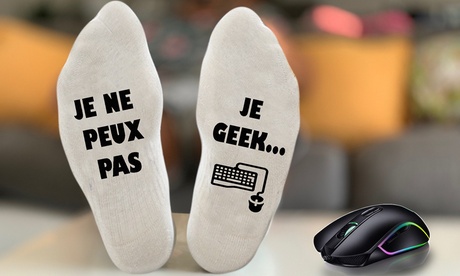 1, 2 ou 3 paires de chaussettes message ''Je peux pas, Je Geek''