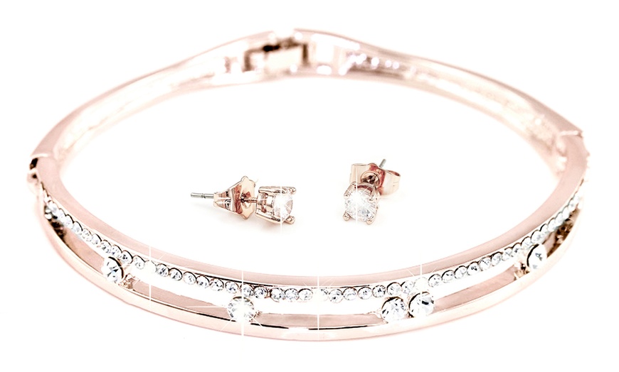 Image 2: Annabelle Bangle and Earring Set Made with Swarovski® Crystals