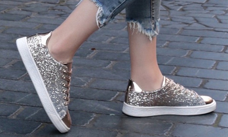 Image 4: Women's Flat Sequin Shoes