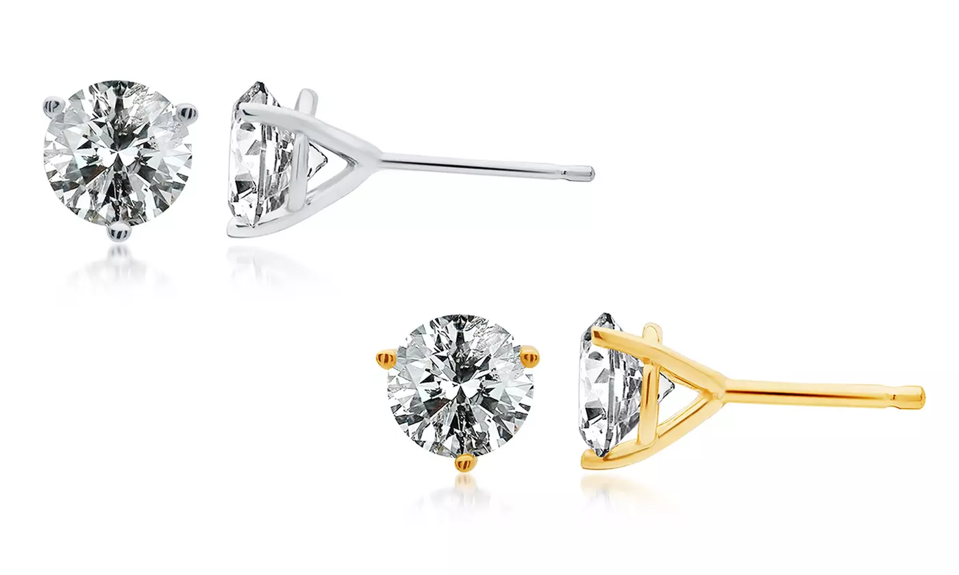 1.50 or 2.00 CTTW Certified Martini-Set Diamond Stud Earrings in 14K White or Yellow Gold from $999.99–$1,599.99 - Primary Image