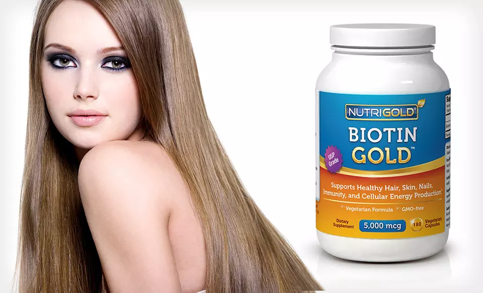 $18.99 for Two 180-Capsule Bottles of Biotin Hair-Growth Supplements ($57.90 List Price). Free Shipping. - Primary Image