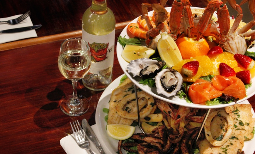 Image 1: Seafood Platter + Bottle of Wine