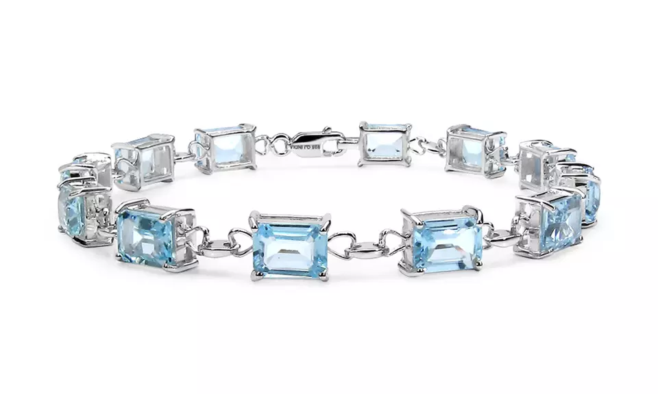 21.60 CTTW Genuine Blue Topaz Bracelet in Sterling Silver - Primary Image