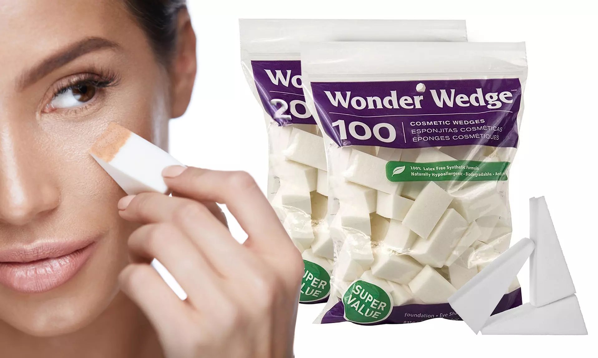 Wonder Wedge Cosmetic Makeup Wedges (100- or 200-Pack) - Primary Image