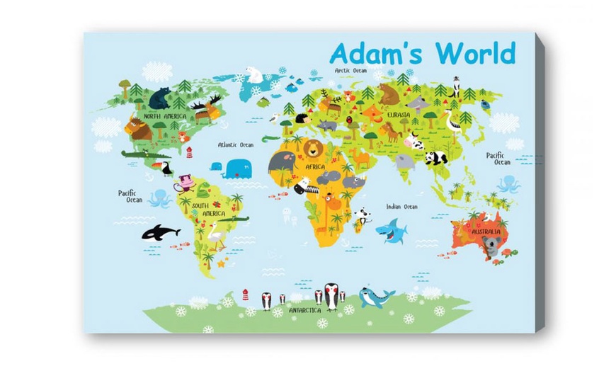 Image 2: Kids World Map Canvas A3 at Decomatters