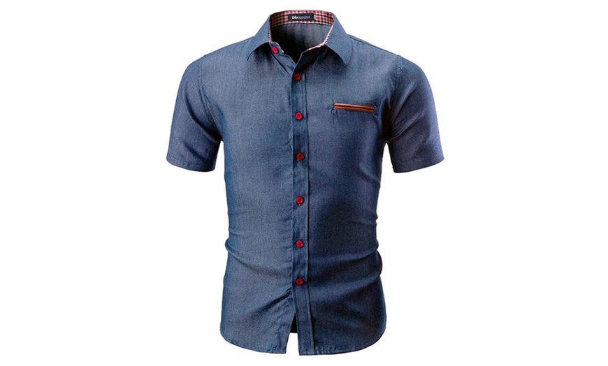 Image 3: Men's Short Sleeve Denim Marshall Shirt