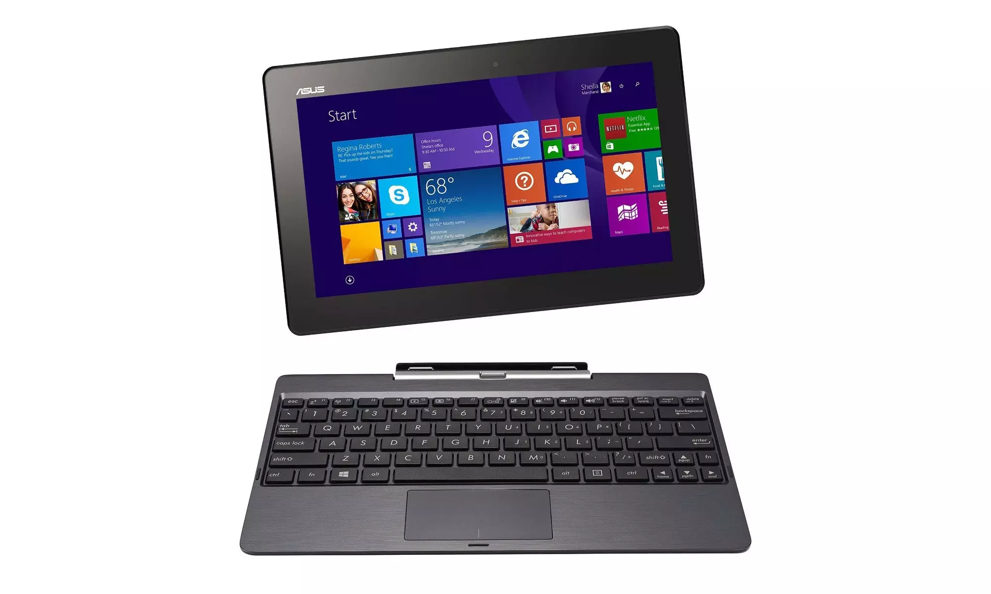 ASUS 10.1" 2-in-1 Notebook/Tablet with Intel Atom Z3735F Processor, 1GB RAM, and 32GB eMMC Storage - Primary Image