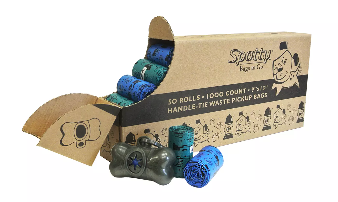 Handle-Tie Pet-Waste Bags with Dispenser (1,000ct.) - Second Medium