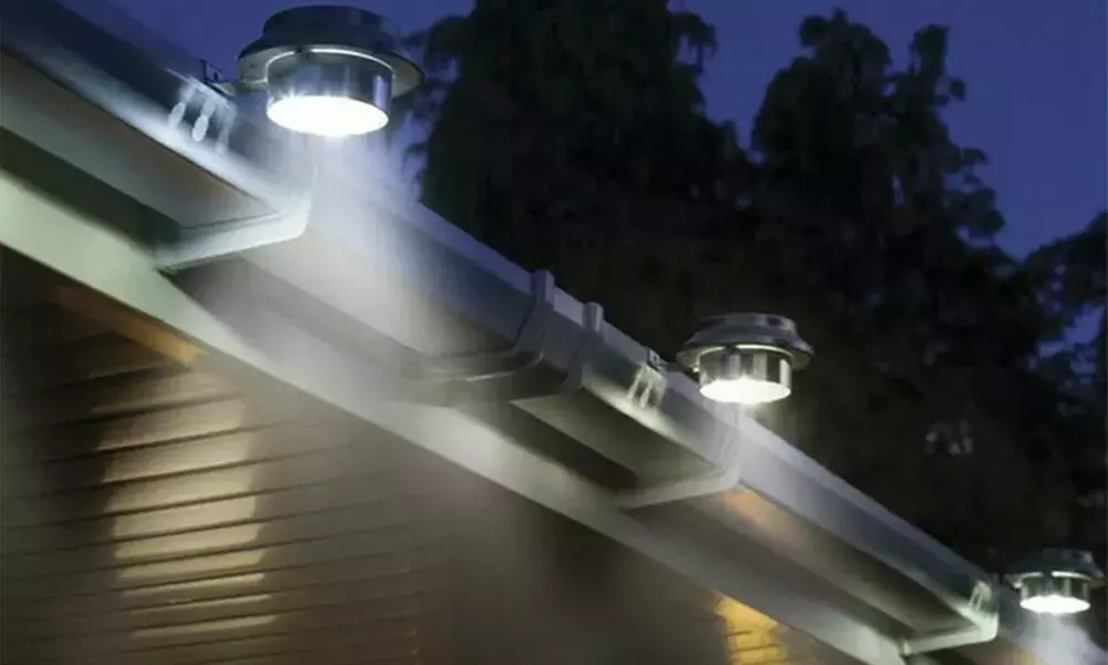 Brighten Your Space: 2, 4, or 8 Solar Fence Gutter Lights: White/Black