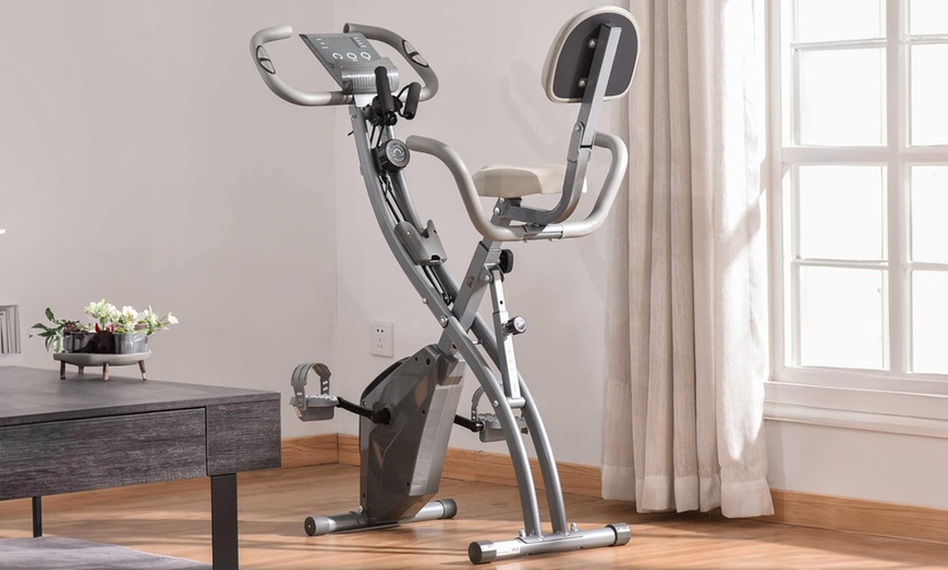 Image 1: HomCom 2-In-1 Folding Exercise Bike