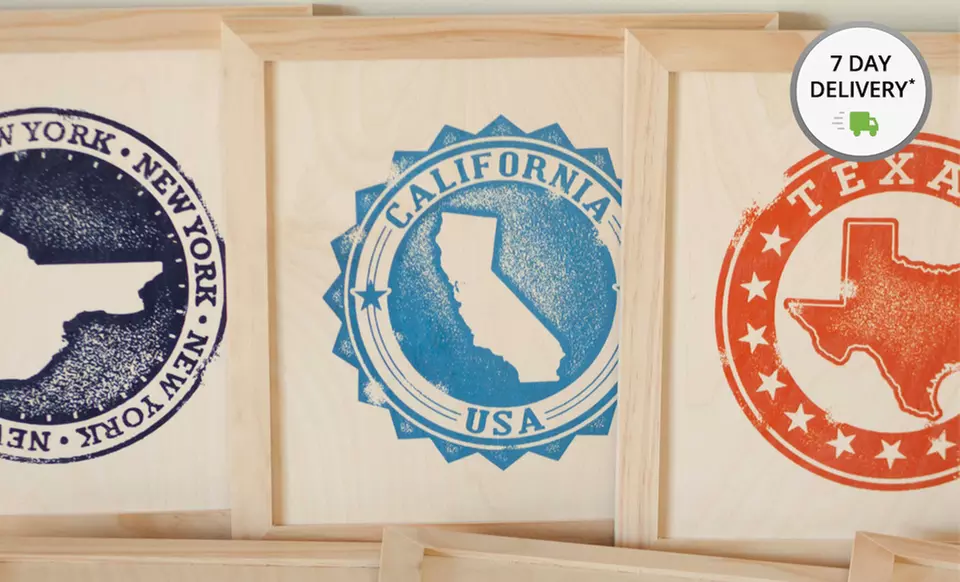 12"x12" Framed State Pride Images on Wood. Multiple States Available. Free Returns. - Primary Image