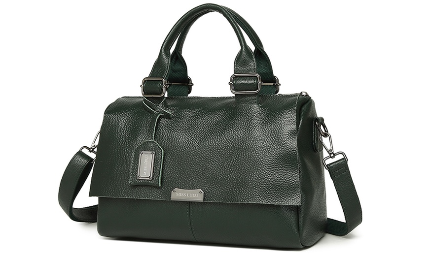 Image 27: Premium Leather Crossbody Bag With Large Capacity