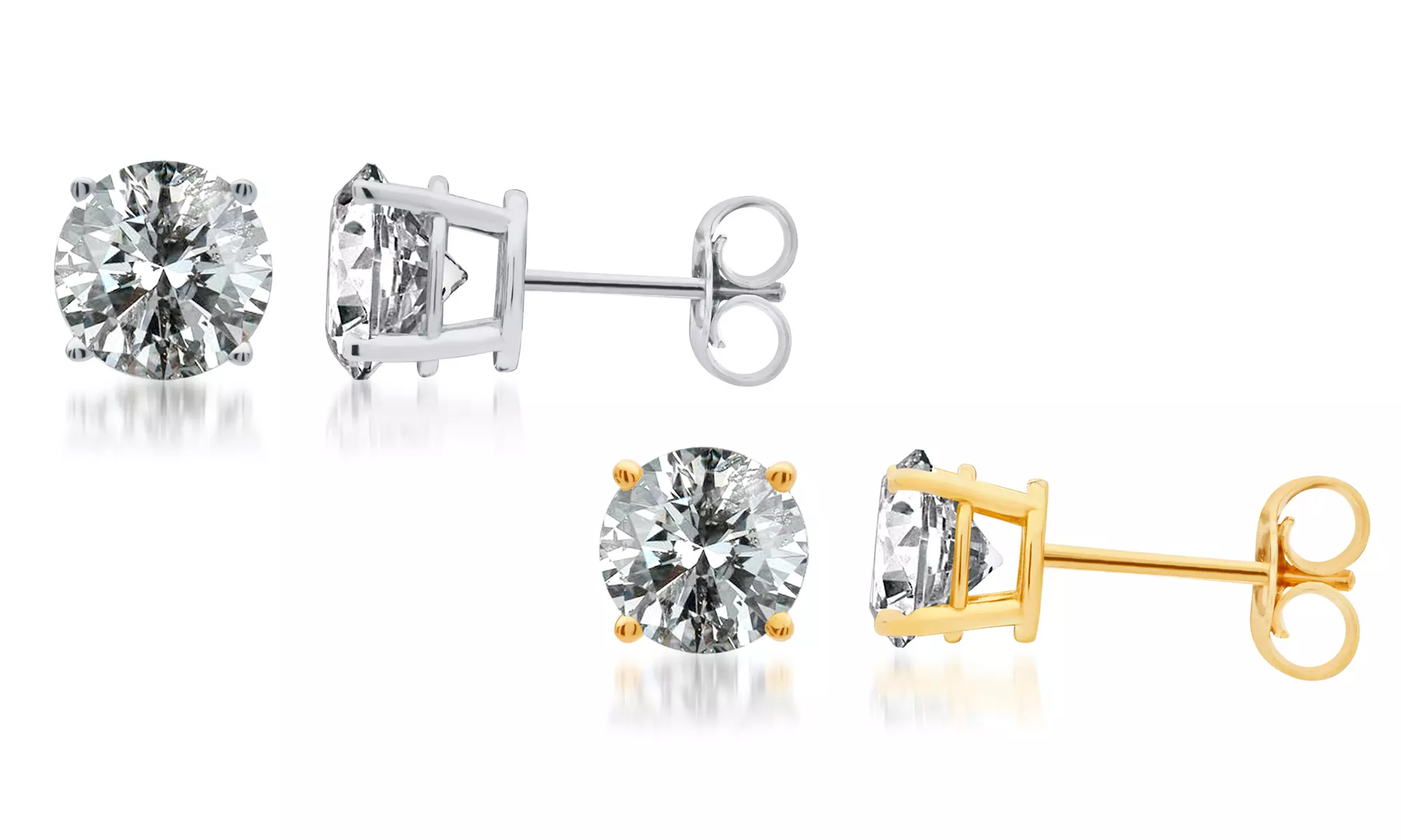 1.00 to 2.00 CTW Certified Round Diamond Stud Earrings from $599.99–$1,599.99 - Primary Image