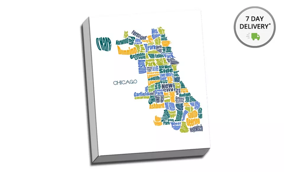 24"x30" Gallery-Wrapped Neighborhood Typography Map. Multiple Locations Available. Free Shipping and Returns. - Primary Image