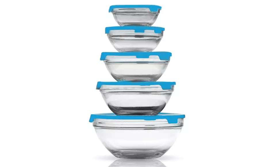 5-Piece Glass Storage Bowl Set with Lids - Second Medium