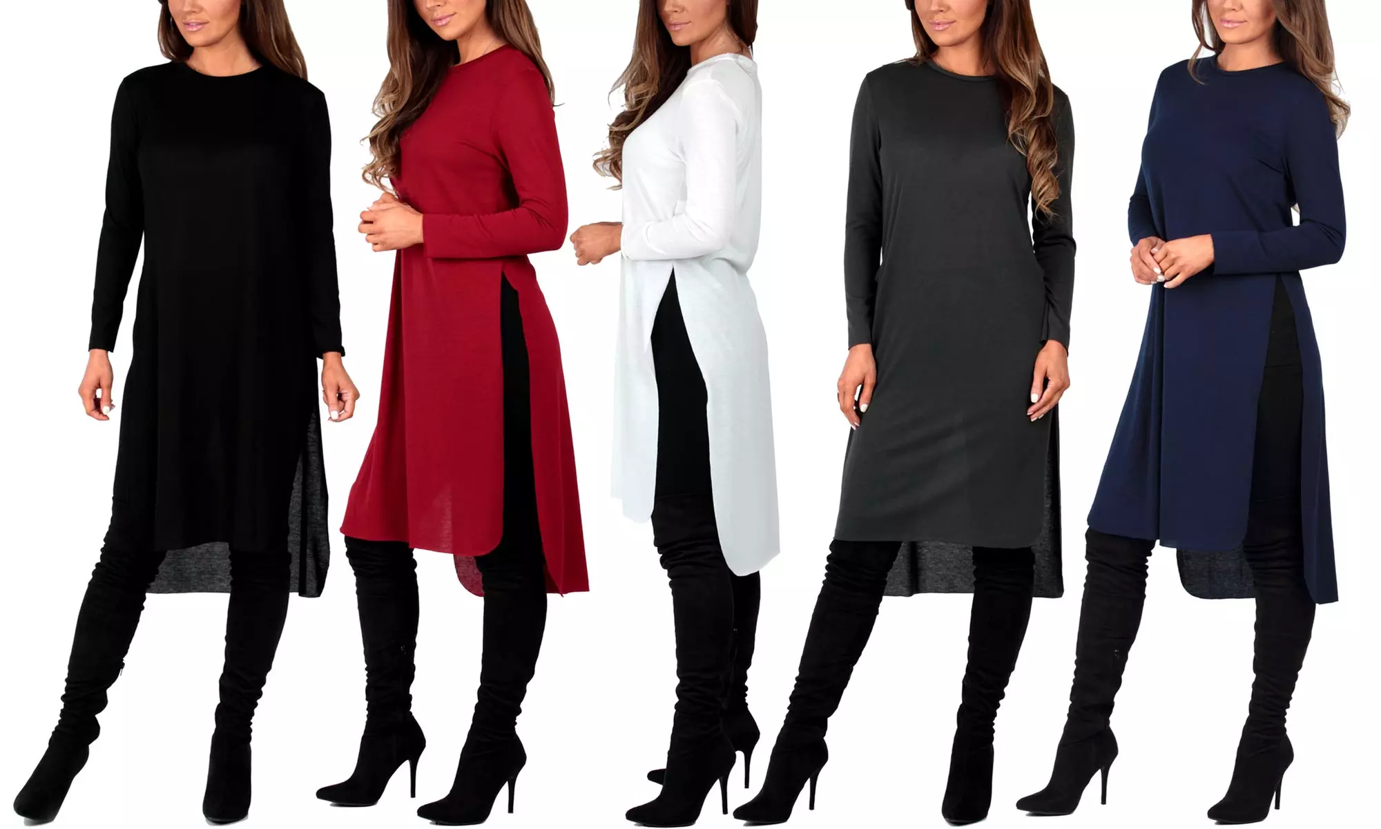 Women's Knee Length Hacci Tunic. Plus Sizes Available.  - Primary Image