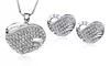 Pave Heart Necklace and Earrings Set with Swarovski Elements Crystals in 18K White Gold