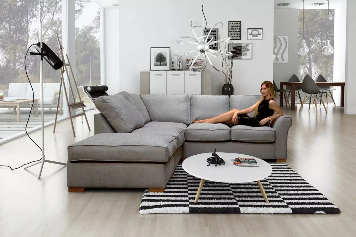 Hugo Corner Sofa with Formal Cushions and Footstool for £499.99 With Free Delivery (50% Off) - Second Medium