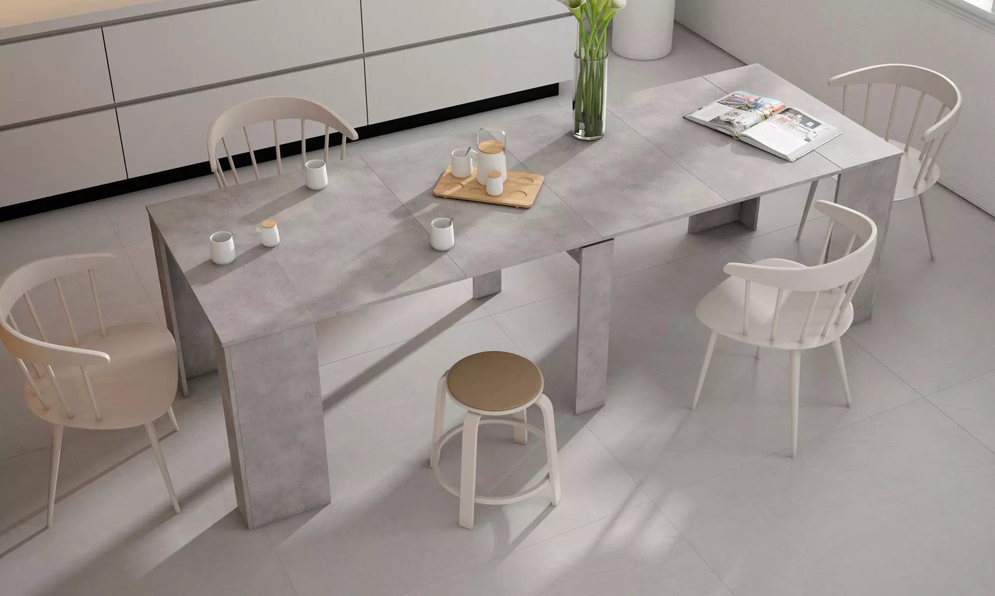 Uitschuifbare tafel voor maximaal 10 of 12 personen