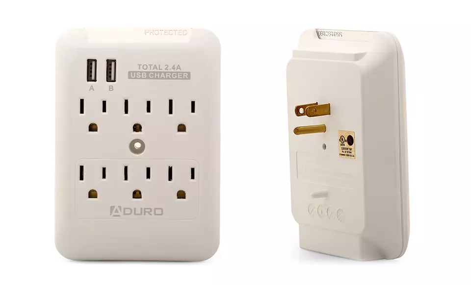 Aduro 3- or 6-Outlet Surge Protector and Dual-USB Multi-Charging Station from $12.99–$14.99 - Second Medium