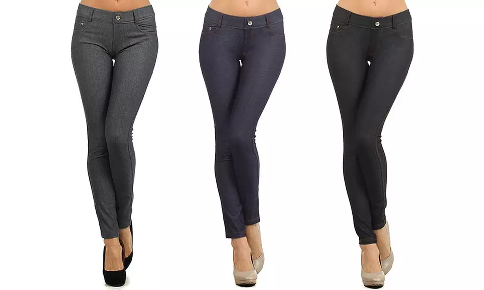 Women's 5-Pocket Slimming Jeggings (3-Pack) - Second Medium
