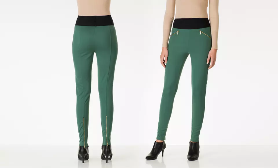 Poof Apparel Ponti or Double-Zipper Leggings. Multiple Styles Available. Free Shipping and Returns. - Second Medium