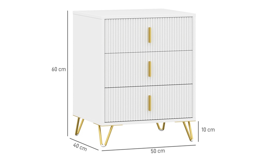 Image 8: HOMCOM Three Drawer Chest of Drawers