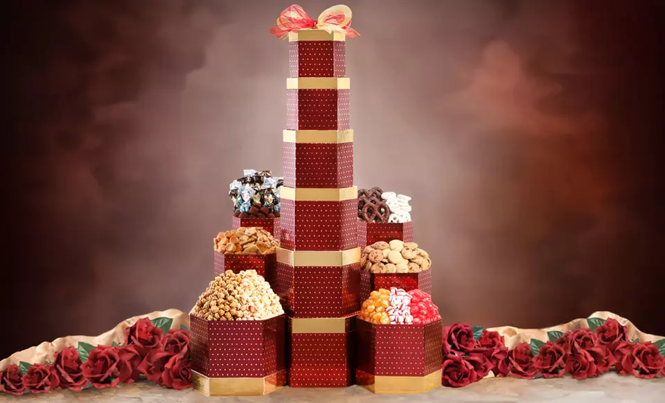 $49.99 for a Wine Country Gift Baskets Sweet and Savory Tower ($79.99 List Price). Free Shipping. - Primary Image