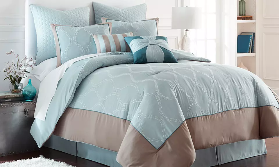 8-Piece Embroidered Comforter Sets - Primary Image