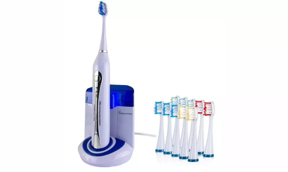 HealthPro Sonic Toothbrush Set with UV Sanitizing Dock Charger and Replacement Brush Heads - Primary Image