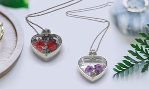 Dried Flower Heart Necklaces