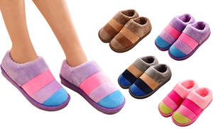 Colourful Stripe Plush Slippers