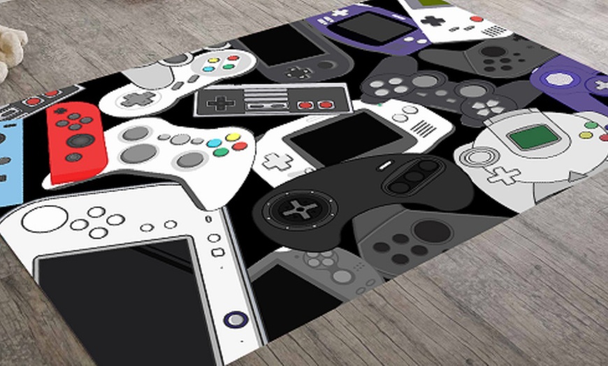 Image 1: Alfombra estilo gamer antideslizante y lavable a máquina