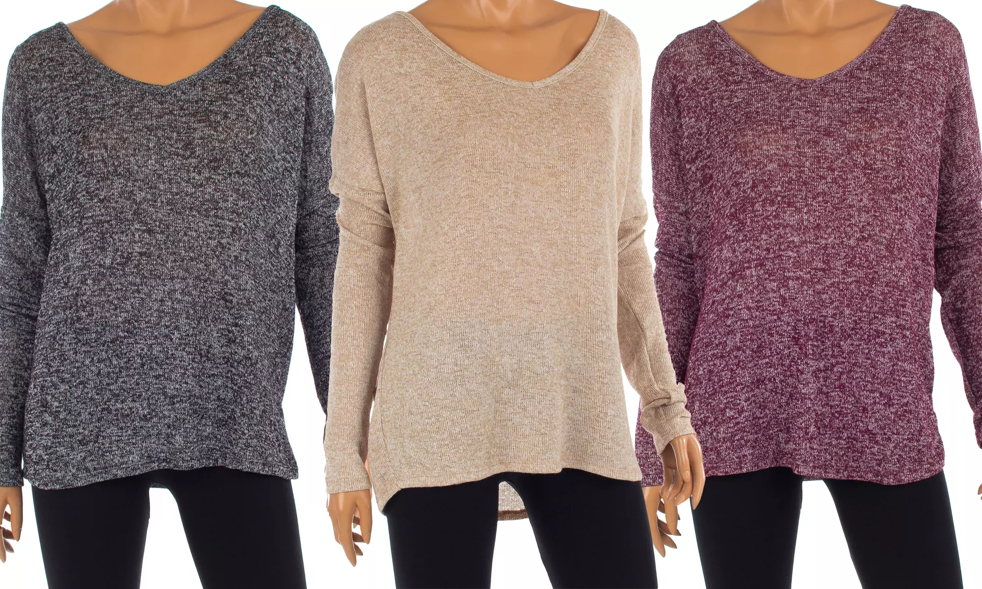Women's Hacci Knit Sweaters (3-Pack) - Primary Image