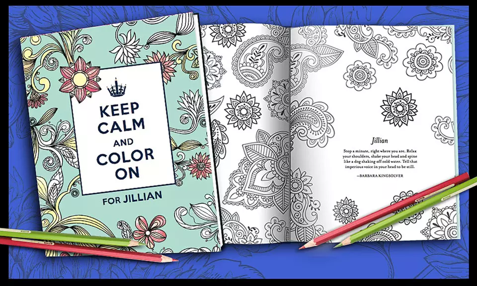 Personalized Keep Calm and Color On Adult Coloring Book from Put Me In The Story - Primary Image